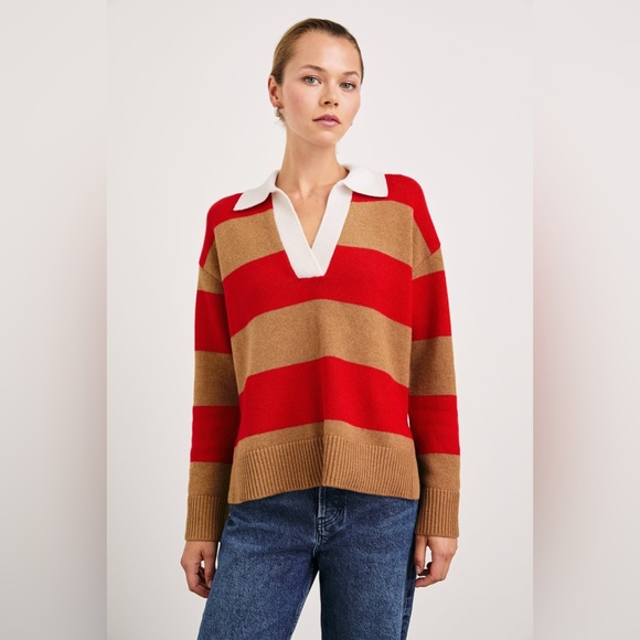 Rails Harris Sweater Cherry Camel Stripe XXS - Picture 1 of 8